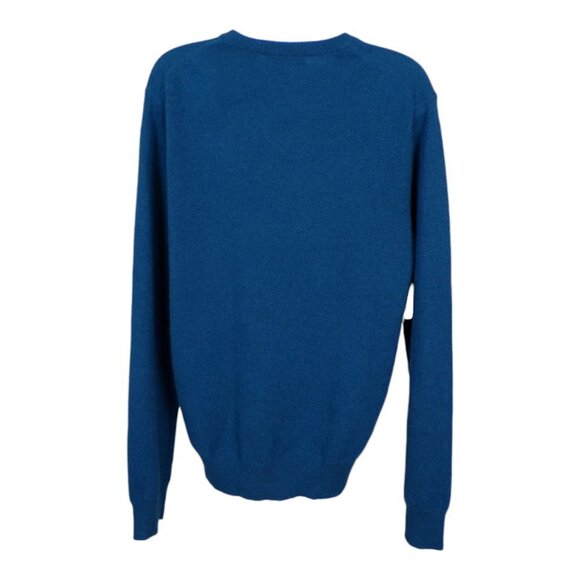 Saks Fifth Avenue Black Label 100% Cashmere V-Neck Sweater Size M Teal #749 - Picture 2 of 9